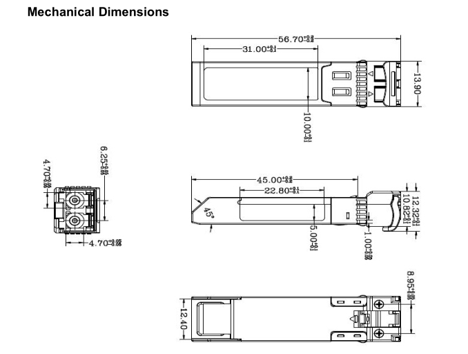 LP10G-LR 10.3Gbps SFP+ Transceiver, Single Mode, 10km Reach 1310nm, 10Gbps, LC,with DDM