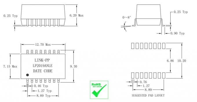 TG110-RPE5N5RL 原装替代网络隔离滤波器 LP2019ANLE 带POE