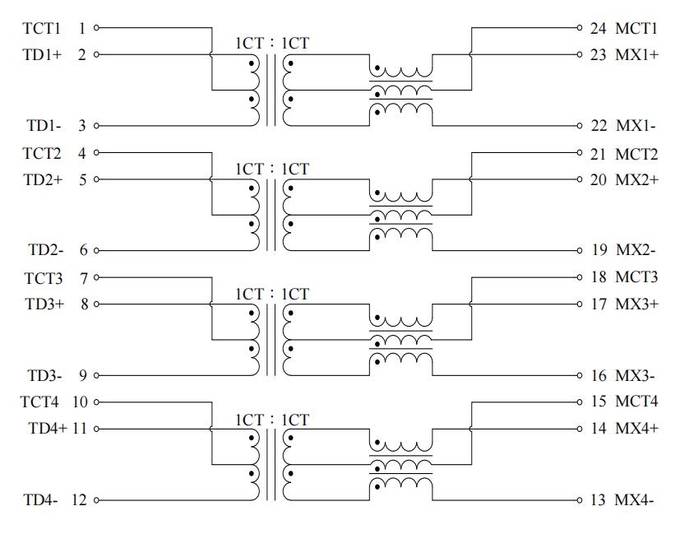 L22H027-0 2.5G Base –T 1 Port SMD Lan Filter Transformer Modules 24PIN 2