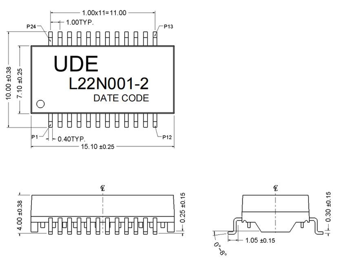L22N001-2 1000 Base –T Single Port POE Lan Filter Transformer Meet IEEE802.3 af standard 1