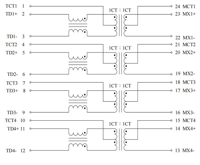 L22N001-2 1000 Base –T Single Port POE Lan Filter Transformer Meet IEEE802.3 af standard 2