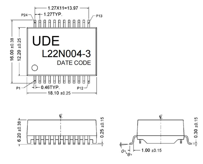L22N004-3 5G Base –T Single Port LAN Filter Transformer Meet IEEE802.3 bt type3 standard 1