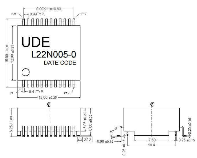 L22N005-0 Single Port 10G Base –T Ethernet Magnetic Transformer Modules 1