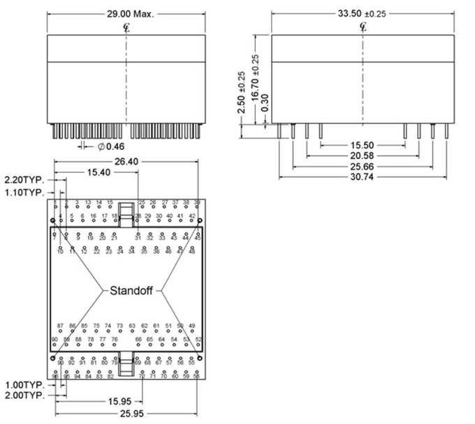 L19H007-4 2.5G/5G Base –T Quad Ports LAN Filter PoE_90W Transformer Modules 0