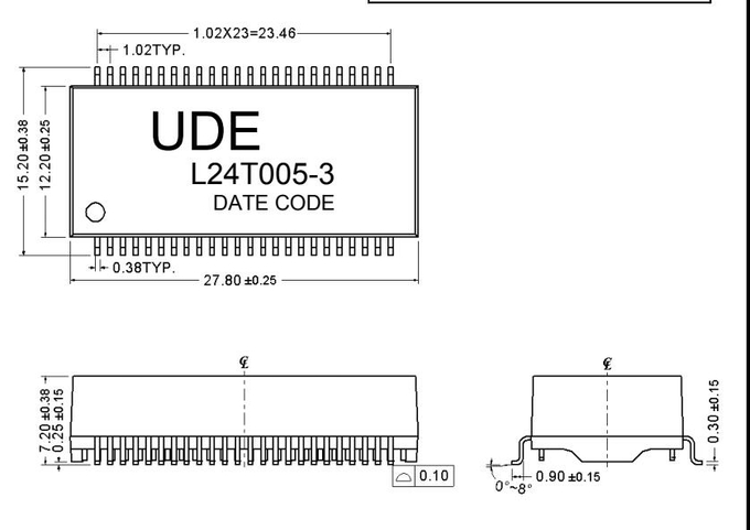 UDE L24T005-3 Dual Port 2.5G Base –T Lan Filter Magnetic Transformer Meet IEEE802.3bt type3 standard 1