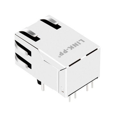 十兆百兆 带屏蔽RJ45连接器 带灯带弹开口向上 LPJ6014AGNL